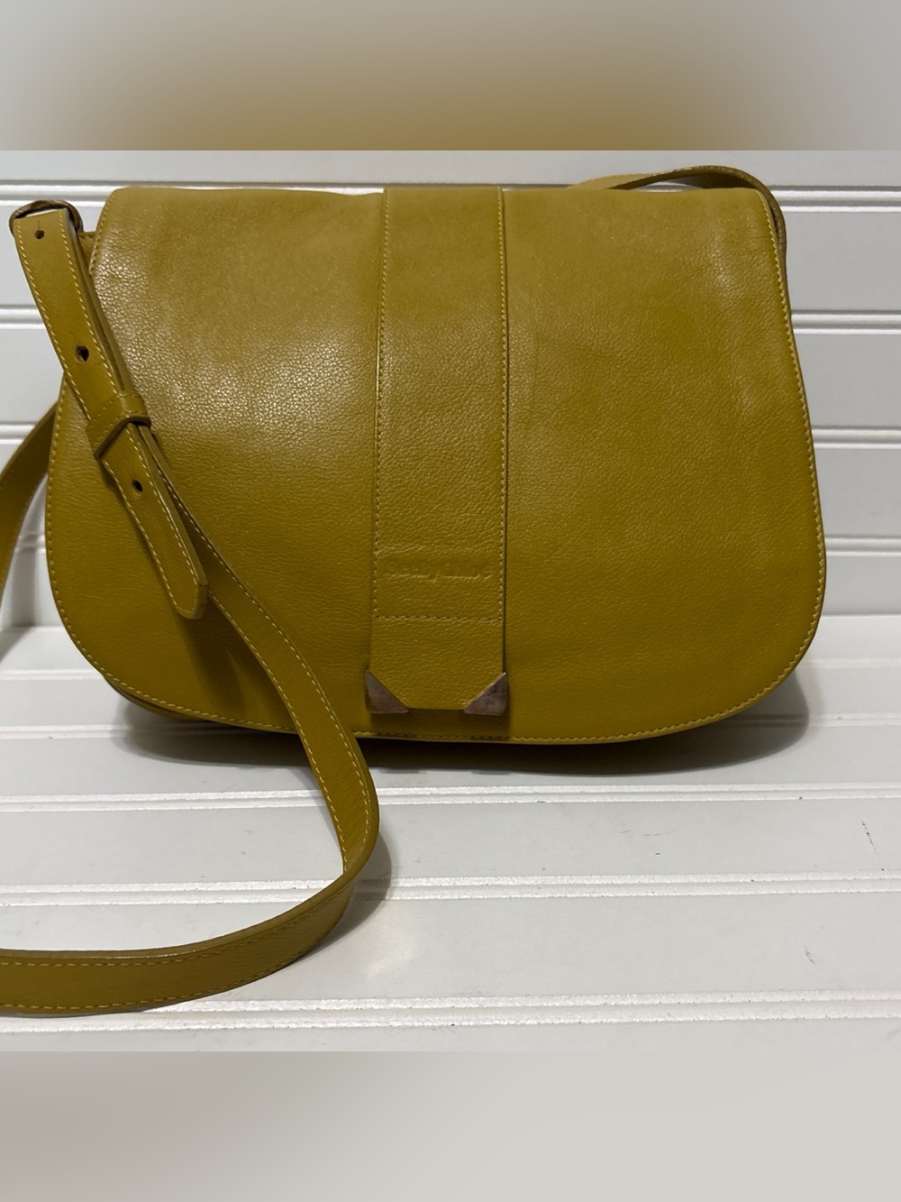 SEE BY CHLOE Mystand Yellow Leather Saddle Style Crossbody Shoulder Bag Purse